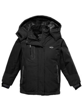 Wantdo Girls Winter Ski Jacket Black Size 10-12 Waterproof Plush Lined NWT